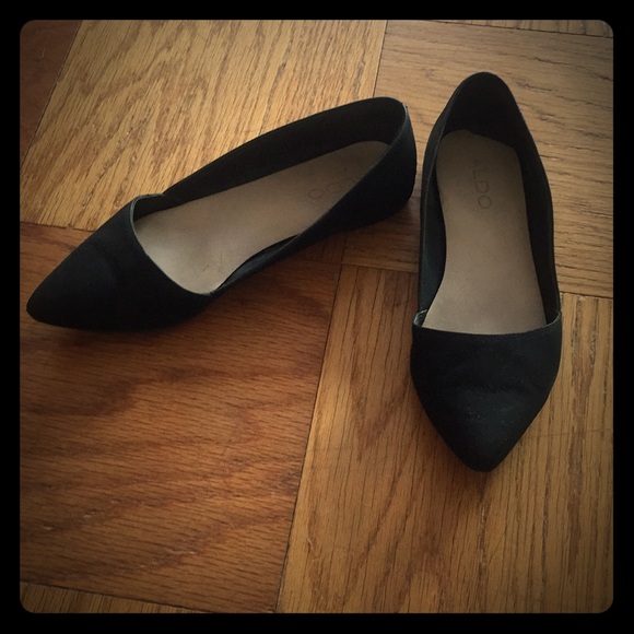 Aldo black leather flats 7.5/38 - Picture 1 of 5